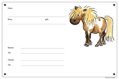 Comic Schild Pferd Boxenschild Pony