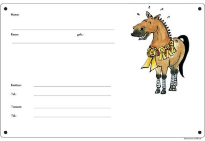 Comic Schild Pferd - Boxenschild Schleifensammler