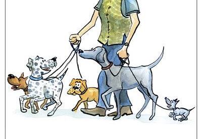 Comic Schild Hund - Hunde bitte an die Leine