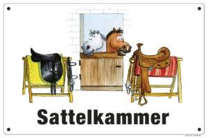 Comic Schild Pferd Sattelkammer