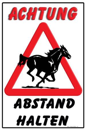 Warnschild Achtung Pferde Abstand halten