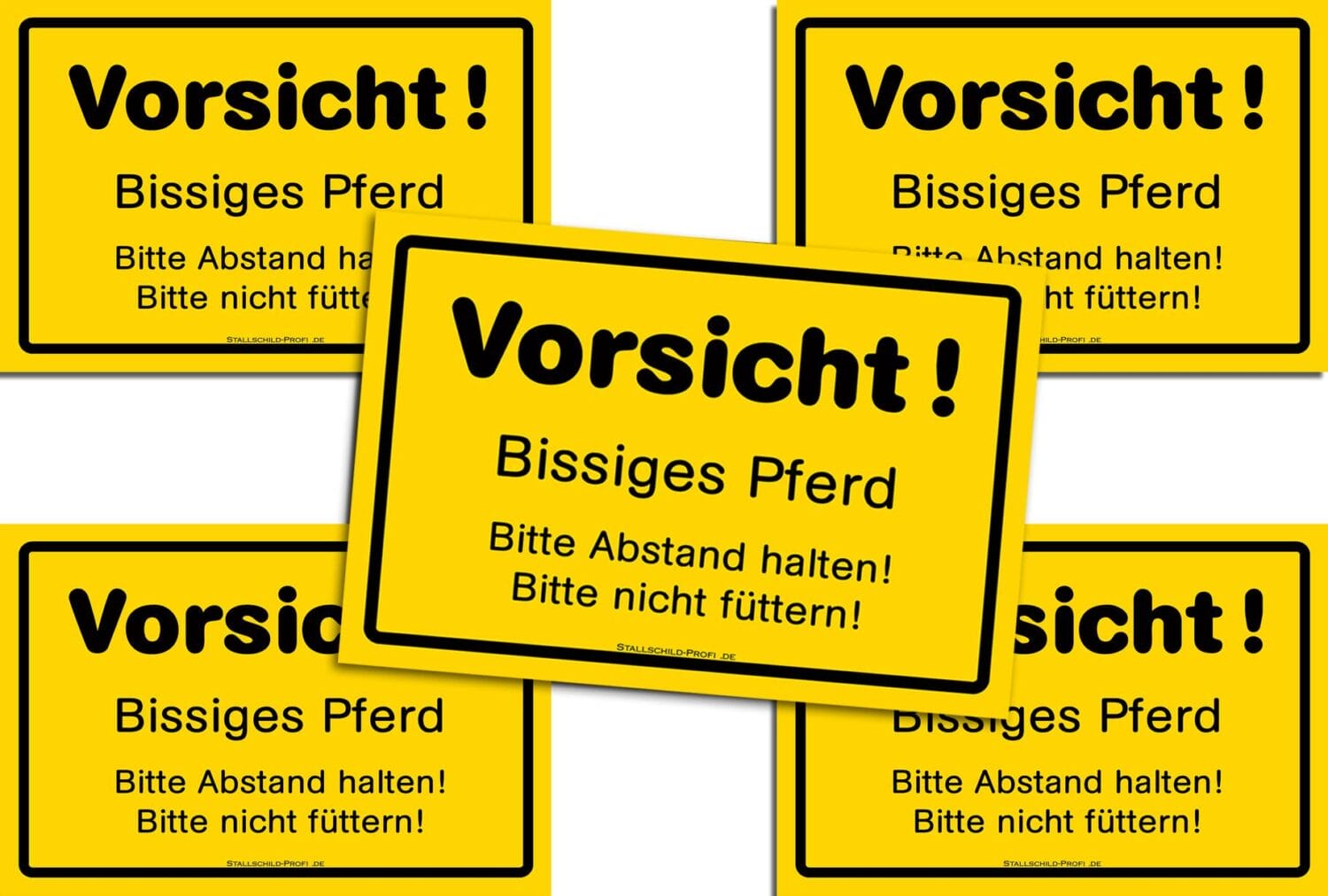 Stallschild | Weideschild | Vorsicht - Bissiges Pferd 10x15 cm 5 er Set