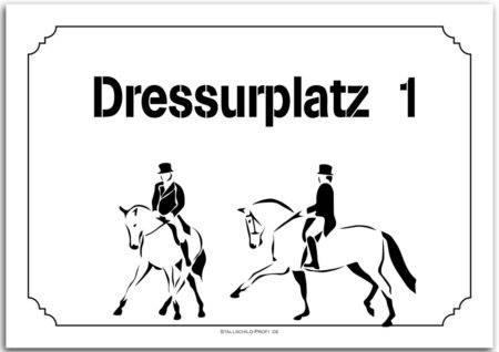 Turnier Schild Turnierplatz Dressurplatz 1 Pferd und Reiter