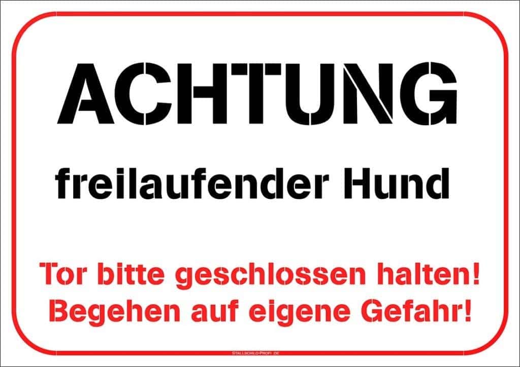 Yuzkouge 2er Set Hundeschilder Aluminium - 25x8cm, 'Freilaufender Hund', Schwarz