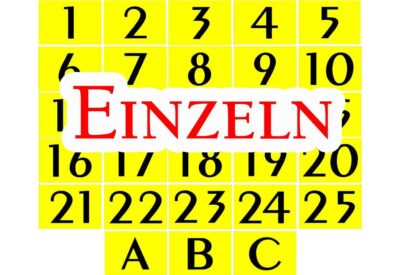 Geländehindernis Nummern einzeln 1-25 gelb