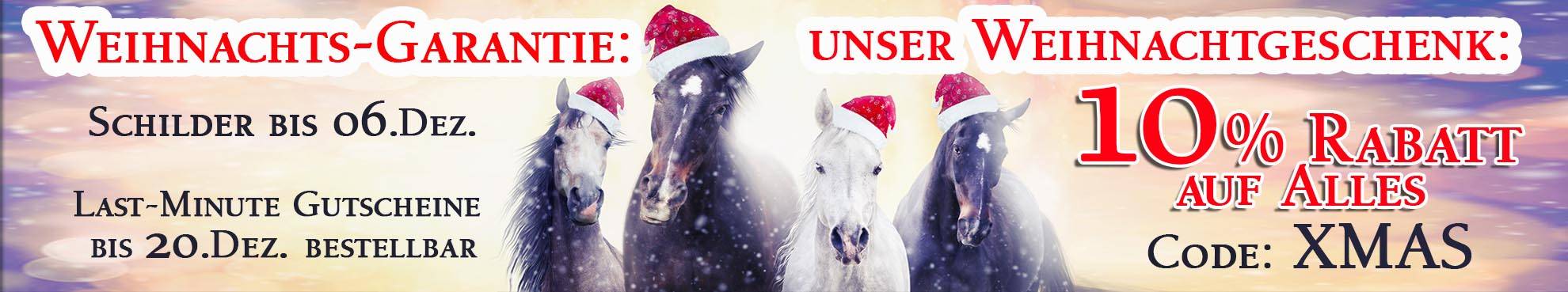 Weihnachten X-Mas Garantie Boxenschilder Geschenkidee für Pferd und Reiter Stallschilder Geschenk Gutschein