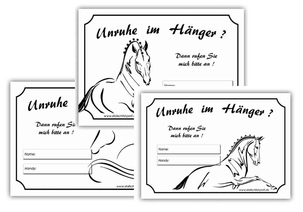 Eine Reihe von Zertifikaten mit einer Zeichnung eines Pferdes.