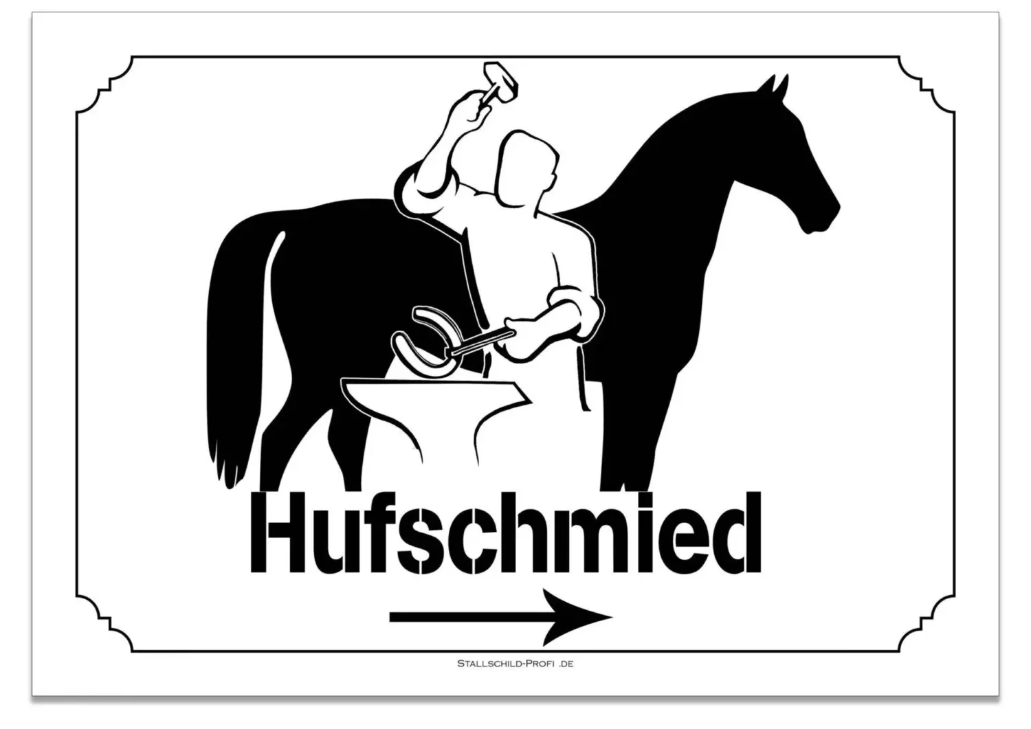 Hufschmied rechts Hinweisschild