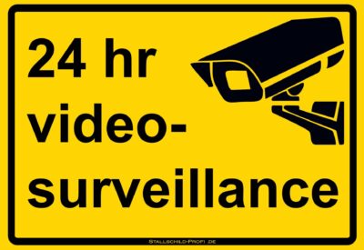 Stallschild-Schild „24-Stunden-Videoüberwachung“.