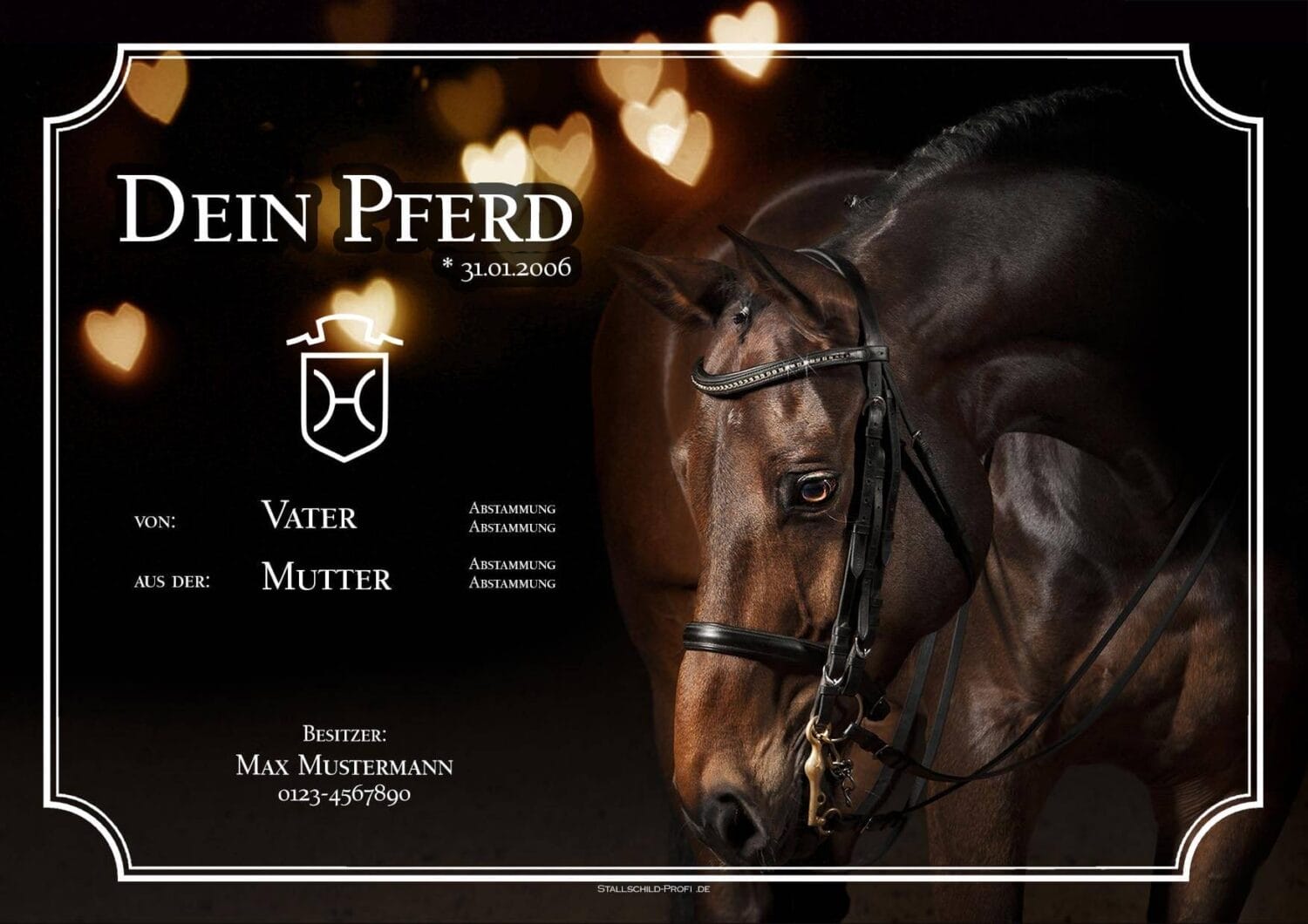 Vor einem dunklen Hintergrund steht ein individuelles Boxenschild Heartbeat gestalten lassen.