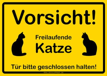 Katzenschild ‚Vorsicht Freilaufende Katze!‘ – 20 X 30 Cm, Wetterfest, Aus Kunststoff, Für Garten & Haus